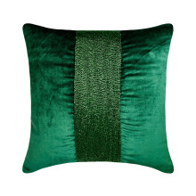 Dekorative grønne 45x45 cm puder, fløjlspuder med perler og broderi til sofa, ensfarvet mønster i moderne stil - Esmeralda