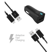 Kit chargeur Kyocera Rise C5155 avec câble micro USB 2.0 compatible Ixir - Chargeur de voiture + câble, charge rapide double tension