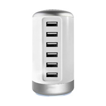 Tarmeek6USB Smart Fast Charger 6A, compatibel met Android en iOS, MP3/MP4, camera's, tablets - cilindrische multiport-oplader in de uitverkoop