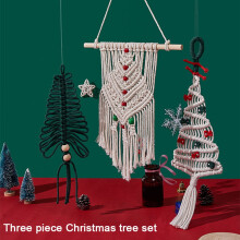 SUSUchens Kerstboom Wandtapijt Hanger, Wanddecoratie van Geweven Katoenen Touw, Feestelijke Scène, Decoratie in Scandinavische Etnische Stijl