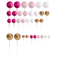 2025 & CISIL 32Pcs/set Ball Cake Toppers Gold Pearl Balls Cupcake Topper Flags For Kids Birthday Party Wedding Decorations Baby Shower