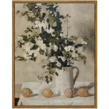 Vintage Wall Art 11"x14" - Flowers & Lemons Canvas Print, Kitchen & Bathroom Decor, Farmhouse Dining Room Painting
