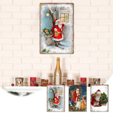 Jacenvly Clearance Weihnachtsbaumschmuck 12x8 Zoll Weihnachtsmetallschild Dekoration Malerei Kann Innenwände und Türen dekorieren Heimdekoration