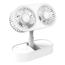Dobbelt hoved skrivebordsventilator Lille ventilator Bordventilator Tre hastighedsregulering Justerbar løftedesignet bærbar studenterventilator