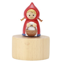 VIFERR Mini-Spieluhr mit niedlicher Cartoon-Tierfigur aus Holz, einzigartiges Kunstwerk, Geschenk, Heimdekoration (Rotkäppchen)