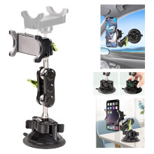 Support de téléphone de voiture universel à rotule 360, bras de pare-brise multifonctionnel réglable - Compatible avec tous les téléphones
