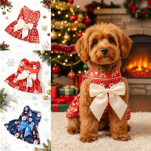 Wzzjkit Hondenrokjes Kerstoutfit voor honden - Zachte, casual kleding voor kleine honden en katten - Rood en groen - Halloween, Thanksgiving,