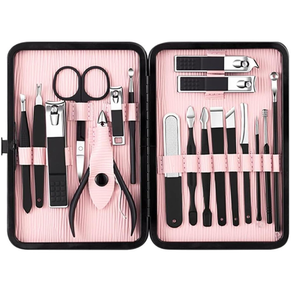 Manicure Set 18 Piece Stainless Steel Nail Clipper Kit for Complete Nail Care and Travel