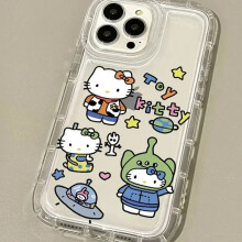 Tegneserie Hello Kitty Gennemsigtigt Telefoncover Kompatibelt med iPhone 15 14 13 12 11Pro Max XR XS X8 7 6 6S Plus SE2020 Stødsikkert Silikonecover