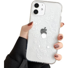 Kompatibelt med iPhone12/12Pro cover, klart sødt astronautdesign, blødt TPU stødsikkert og tyndt til piger og drenge - rummønster