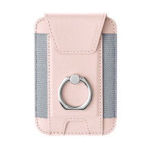 Unisex portemonnee, RFID-blokkerende MagSafe telefoonportemonnee met ring en privacyklepje, roze