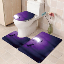 Decorações de Halloween Viflosae: Conjunto de 3 Tapetes de Chão com Morcegos, Tapete para Assento Sanitário em Formato de U Super Absorvente e