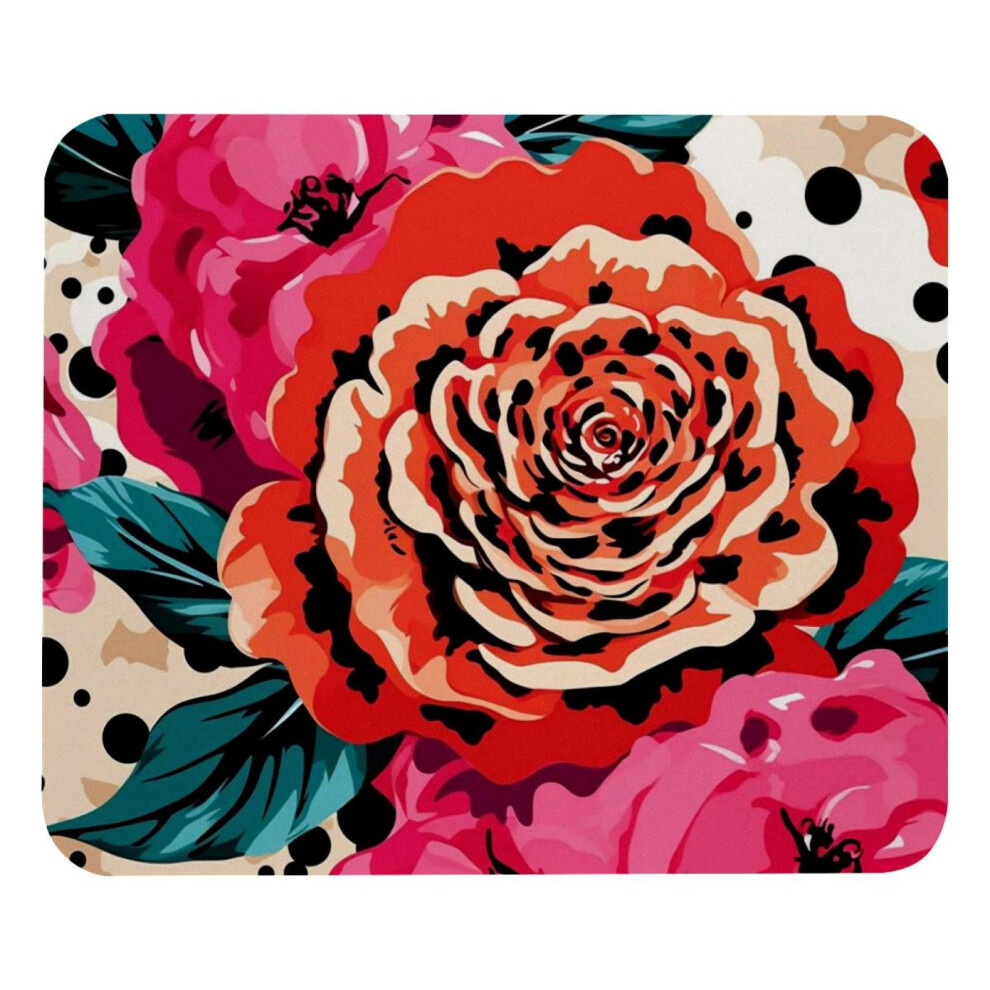Rose Leopard Prints Mouse Pad - Smooth Surface, Mousepad Thick Padding, Ergonomic Design For Comfortable Gaming And Office Use 9164030762718