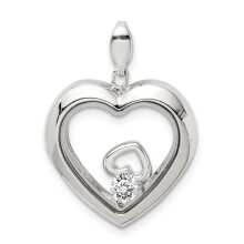 Pendentif en verre et zircon cubique de 19 mm en argent sterling rhodié QP5285