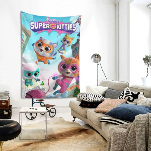 Ταπετσαρία τοίχου Superkitties, αδιάβροχο ύφασμα πολυεστέρα για μπάνιο, υπνοδωμάτιο, 1