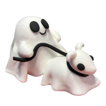 Asztali dísz Sétáltató kutya szobor Kutya Halloween figura Halloween kutyaszobrok Sétáltató kutyás halloweeni dekoráció beltéri és