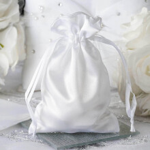 Efavormart12 kpl VALKOINEN satiini lahjakassi kiristysnyörillä pussi häälahjoja morsiuskutsuille karkkikorulaukut - 10 cm x 15 cm