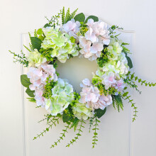 YiFudd Coroa de Flores Verdadeiras, Decoração de Natal, Coroa de Flores Bordada com Bolas, Pingente de Flor Artificial