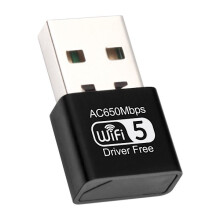 Adaptador USB Wi-Fi de 650 Mbps, Dual Band 5GHz e 2.4GHz, Adaptador Ethernet LAN USB, Placa de Rede Sem Fio 802.11ac, Dongle Receptor Wi-Fi para PC,