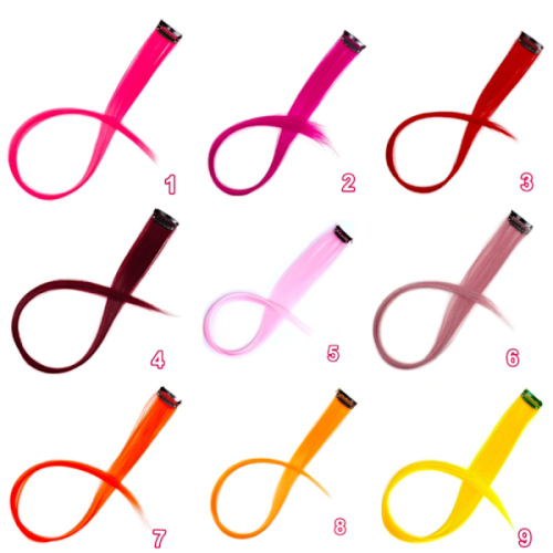 3 ciocche/extension per capelli con clip - 24 colori 1. Rosa neon 1
