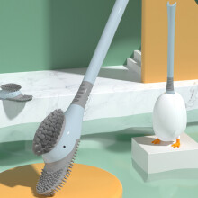 SUSUchens Toilettenbürste mit gebogenem Kopf, verstellbarem Winkel, TPR, kraftsparende Badezimmerbürste für Hotels, Rosa