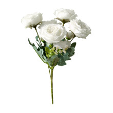 XIUH Woondecoratie 5-koppige pioenroos simulatiebloem klein boeket bloemen woonkamer tafeldecoratie huisdecoratie bruiloftsdecoratie (wit)