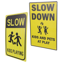 2 stuks waarschuwingsborden, verkeersborden, waarschuwingsborden voor spelende kinderen.