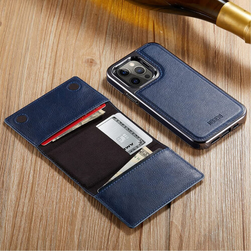 Capa carteira removível em couro compatível com MagSafe para iPhone 13 Pro Max, preta. 2