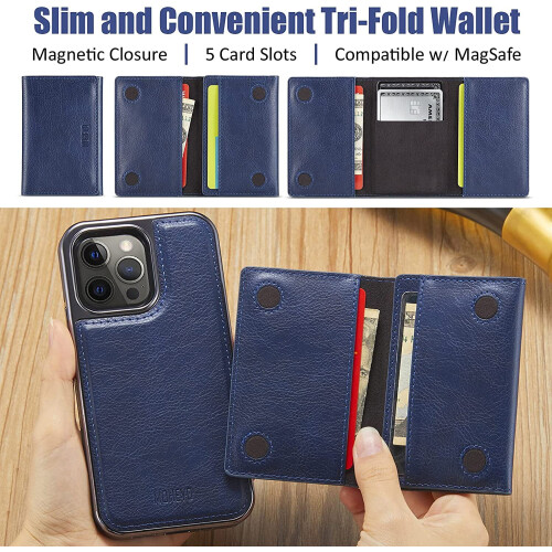 Capa carteira removível em couro compatível com MagSafe para iPhone 13 Pro Max, preta. 1