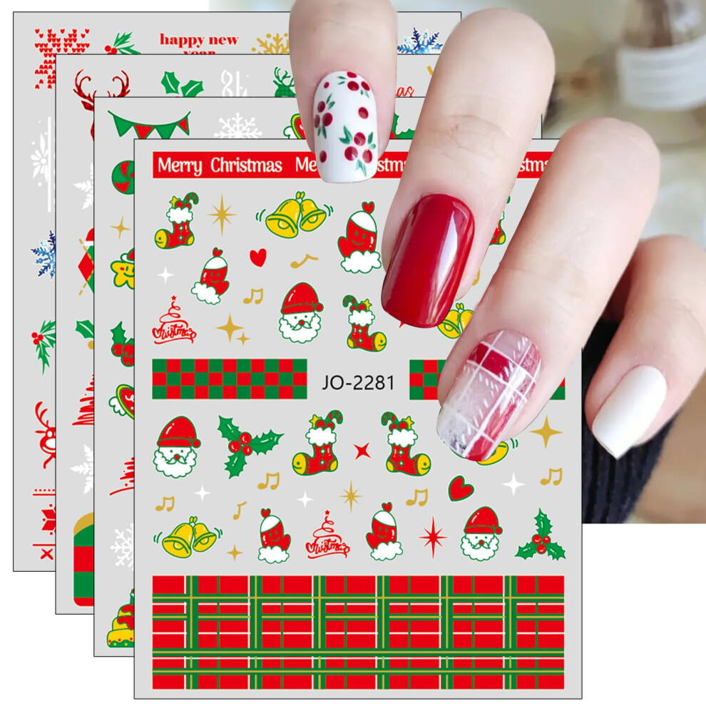 Christmas Nail Stickers, 9 Sheets SelfAdhesive Santa Claus Nail Art Decals for Holiday Manicure