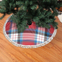 Jupe de sapin de Noël en dentelle à franges, motif tartan doux et léger, agréable au toucher, 91 cm (36 pouces)