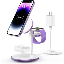 az 1-ben vezeték nélküli töltőállomás, 15 W-os Mag-Safe állvánnyal és QC3.0 adapterrel, iPhone 14/13/12, iWatch Ultra/8/7/SE/6/5/4/3/2