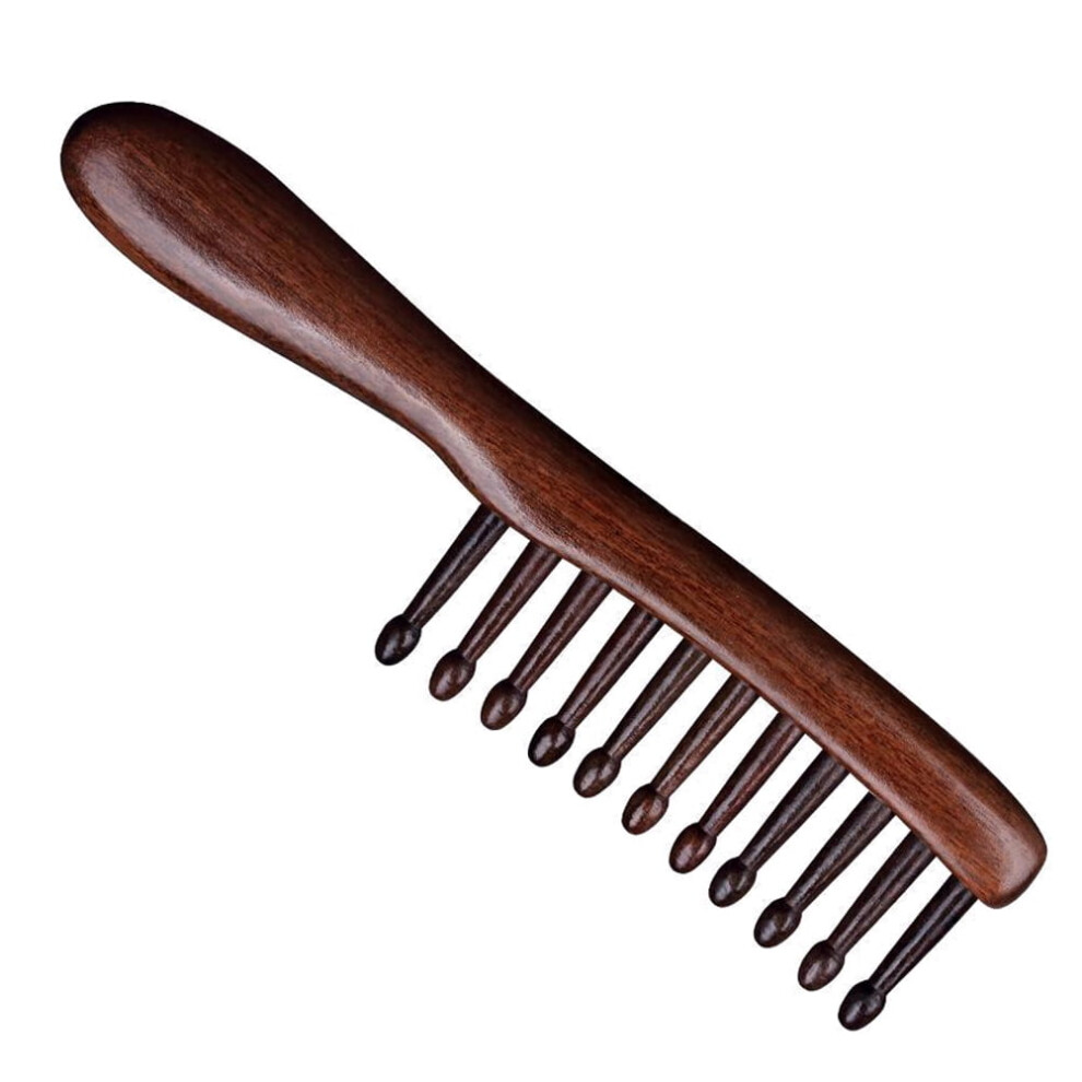 Wide Tooth Comb for Curly Hair Wood Sandalwood Curling Toothed Wooden Wide-toothed Long Handle Women's