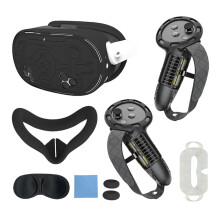 husxh7Pcs VR-accessoires compatibel met Meta Quest3S: krasbestendige beschermhoes, gezichtsmasker, controllergrepen, behuizing, lens- en