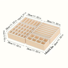 XTMPMY Verdikte, niet-geweven, opvouwbare lade-organizer - 4-delige set voor ondergoed, sokken en kleding - Canvas tussenschotten met meerdere vakken