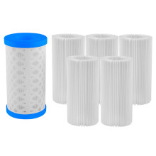 Replacement Pool Filter for All Above-Ground Pools Type A or C | 1 Eco-Friendly Detachable Cartridge + 5 Filters