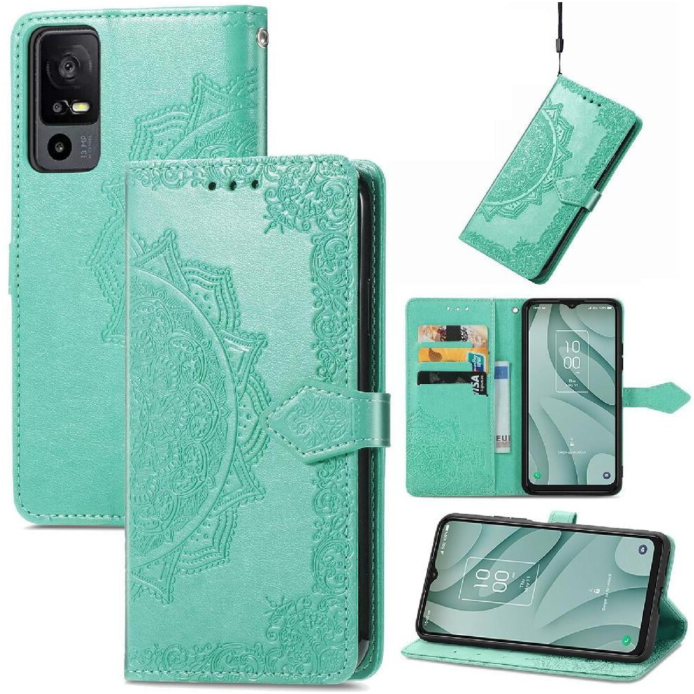 Case For Compatible With Tcl 40Xe 5G Shockproof Exquisite Pattern Leather Case Simple Business Flip Cover 9164030074569