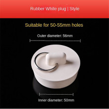 Bouchon de baignoire en caoutchouc avec chaînette, 23-52 mm, avec anneau de traction, pour baignoire et lavabo (50 mm).