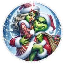 Weihnachtsbaumdecke „Der Grinch“ mit Pompon-Borte, Weihnachts- und Silvesterdekoration, 48