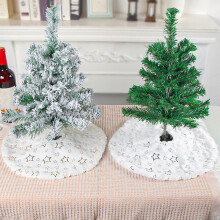 Homerr Mini-Weihnachtsbaumdecke, Schneeflocken-/Sternenmuster, waschbar, rund | Heimdekoration