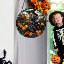 FloHua Decoração de Halloween - Placa Decorativa de Acrílico com Caveira Luminosa para Pendurar - Decoração para Festa de Halloween