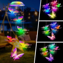 LINLIN Solar-Windspiel, wasserdicht, farbwechselnde Lichter, geeignet für die Gartendekoration im Freien, hängendes Solar-Windspiel für Terrasse