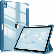 Étui fin à trois volets avec support pour iPad Air 5e génération (2022), coque arrière souple en TPU, fonction veille/réveil automatique -