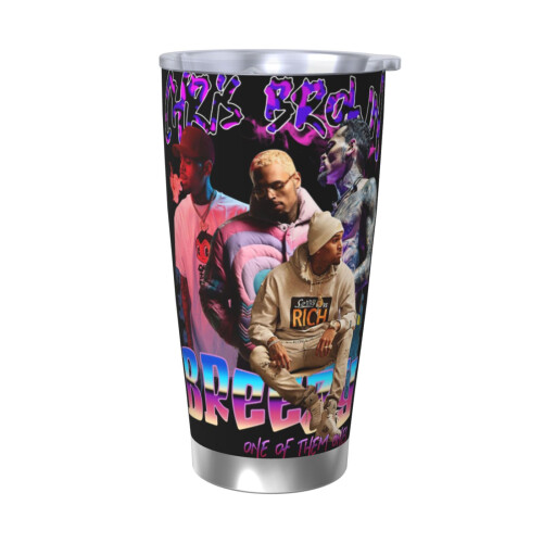 Chris BrownΠοτήρι 20oz, Κούπα ταξιδιού καφέ από ανοξείδωτο ατσάλι με μόνωση κενού, Κούπα