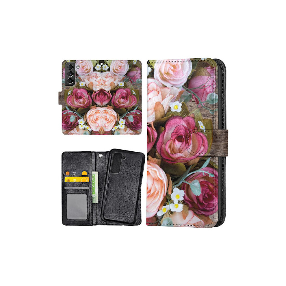 Compatible With Samsung Galaxy S22 - Wallet Case/Case Flowers Multicolor 9464372794799
