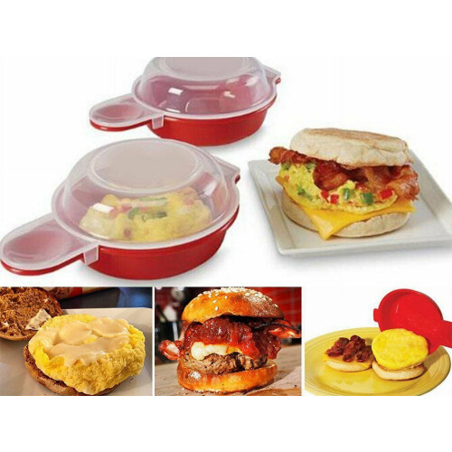 2 Set Easy Eggwich Microwave egg cooker Fast Muffin egg sandwich Breakfast Pan