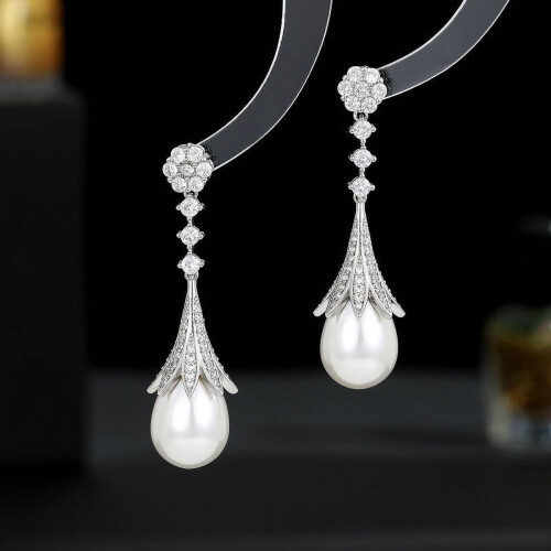 Γαλλικά ρετρό κομψά σκουλαρίκια στυλ δικαστηρίου με στυλ, ελαφριά πολυτελή 2