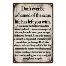 1 stk. "Embrace Life's Lessons"-skilt i humoristisk aluminium (30,5 x 20 cm), rustfri og vejrbestandig - perfekt til udendørs indretning eller unik