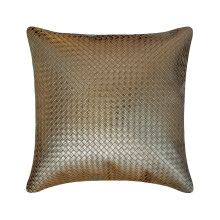HomeCentric Decoratieve Grijze Kussenhoezen 30x30 cm, Kunstleer Textuur, Mandvlechtwerk, Effen Metallic Sierkussens voor Bank - Tanner Grey