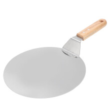 Ruostumattomasta teräksestä valmistettu pizzakuori ja pizzalapio, leivontavälinesetti pyöreällä pizzalastalla leivonnaisille,